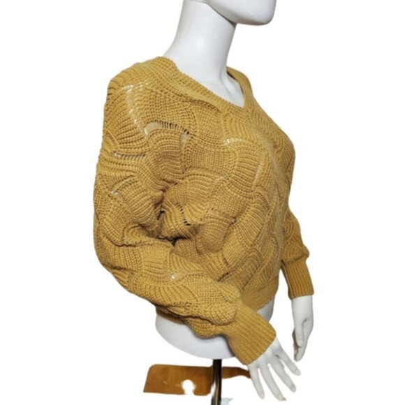 Moon & Madison Mustard Yellow Sweater Balloon Sleeve - Picture 7 of 12